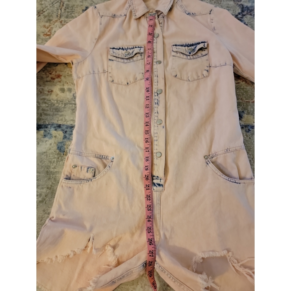 Fashion Nova L/S Distressed Pink Denim Shortalls/Romper Large EUC - Picture 13 of 14